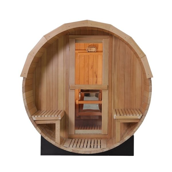 Wood Barrel Sauna with outside seats