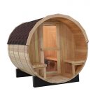 Wood Barrel Sauna with roof